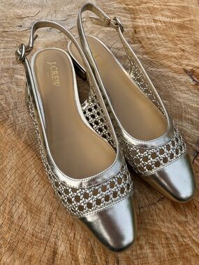 J. Crew Metallic Gold Slingback Flats